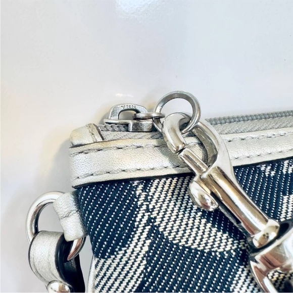 Coach Signature Denim Large Wrislet, Blue Navy/Grey EUC - Picture 2 of 4